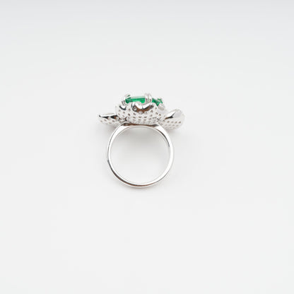 Carine Green Flower Shaped Zircon Gemstone Sterling Silver Ring