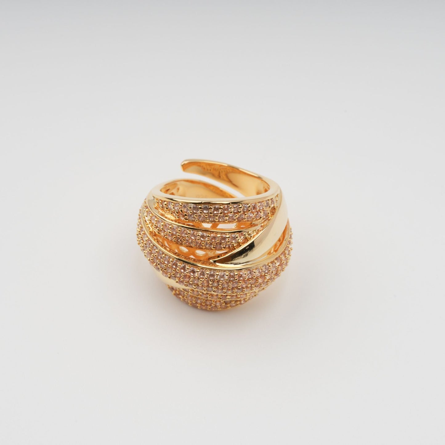 Énigme Gold Tone Multi-Band Adjustable Silver Ring