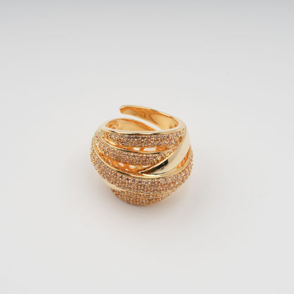 Énigme Gold Tone Multi-Band Adjustable Silver Ring