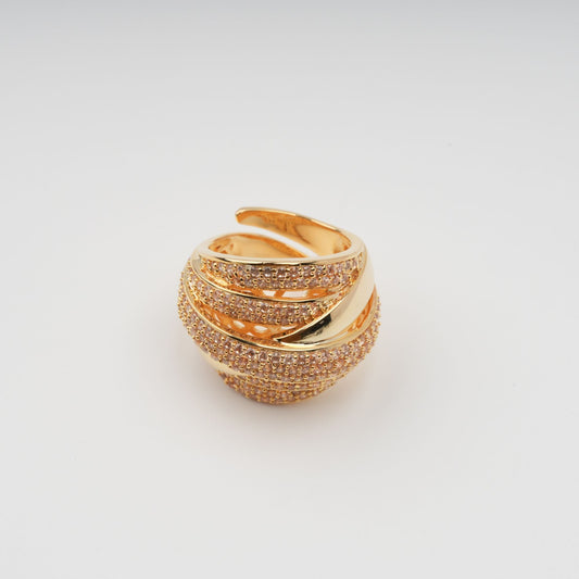 Énigme Gold Tone Multi-Band Adjustable Silver Ring