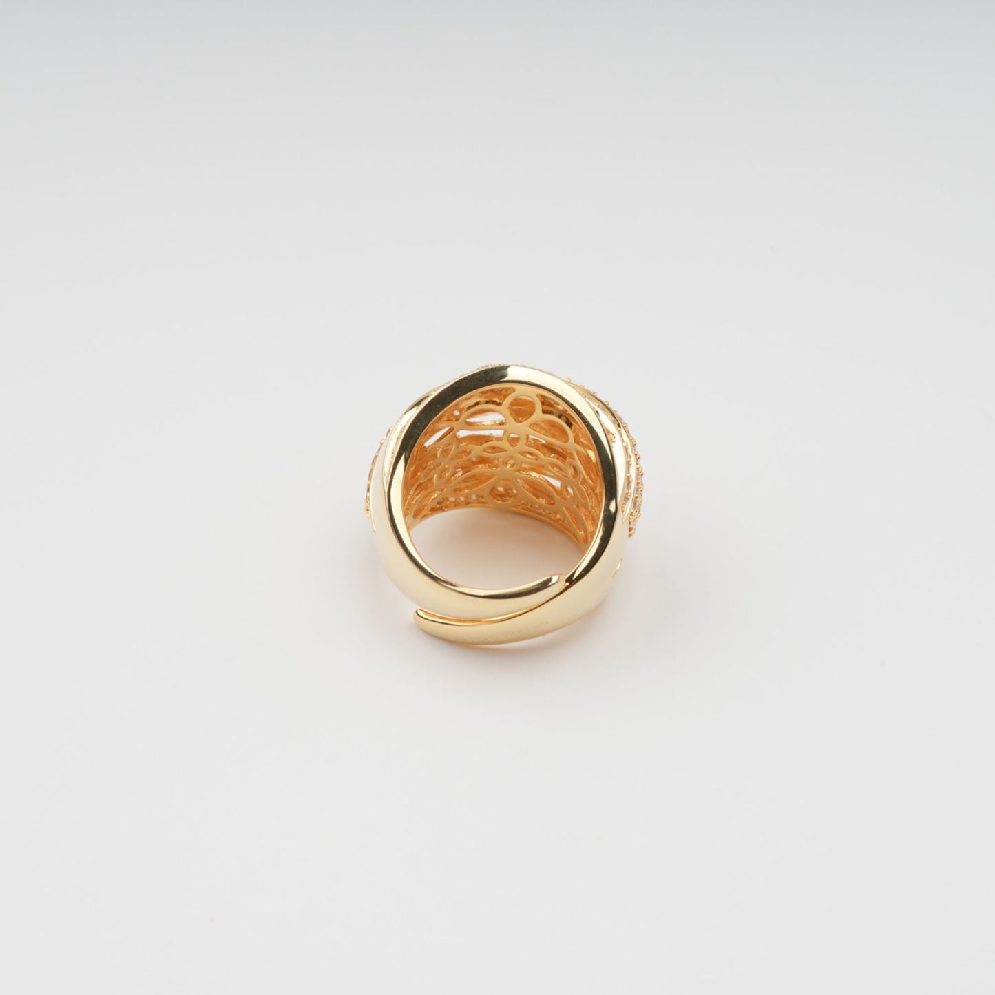 Énigme Gold Tone Multi-Band Adjustable Silver Ring