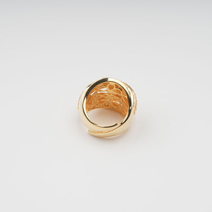 Énigme Gold Tone Multi-Band Adjustable Silver Ring