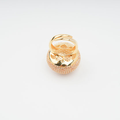 Radieuse Gold Tone Crystal Embellished Sterling Silver Ring