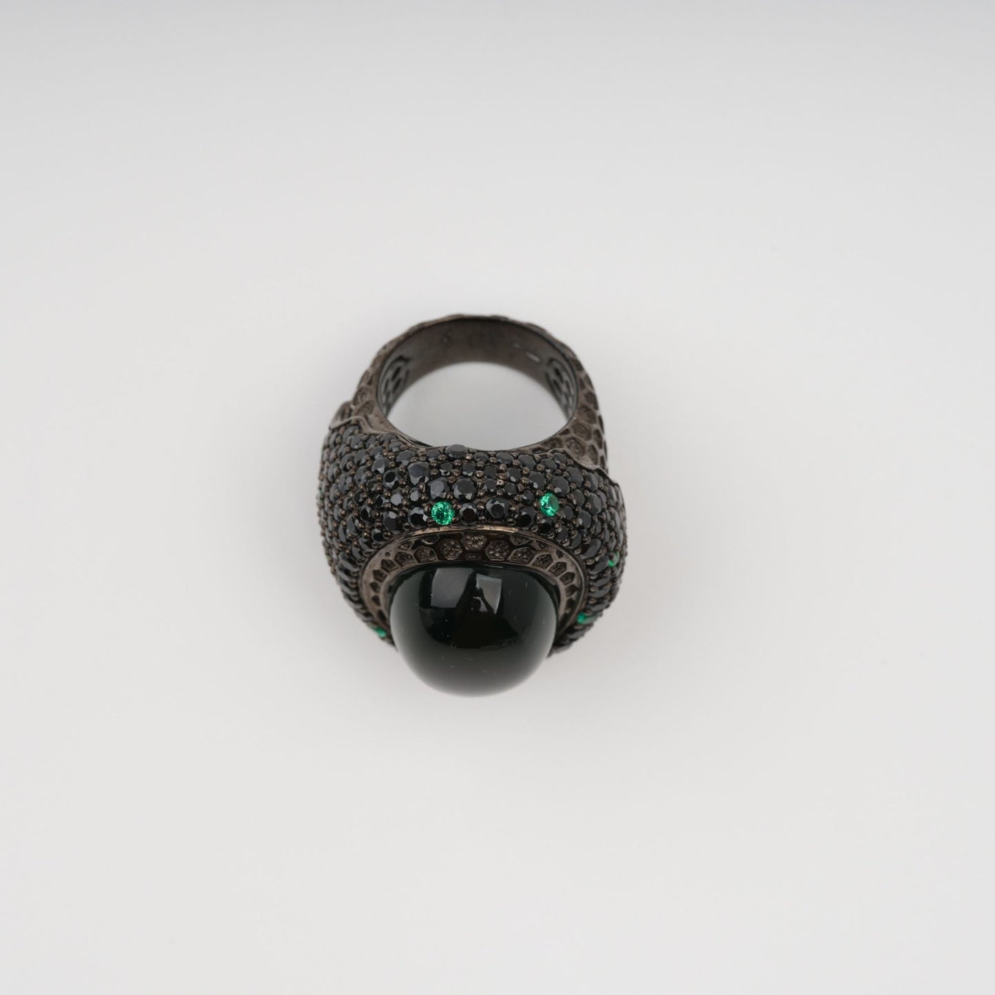 Soupir Black Chunky Oval Band Sterling Silver Ring