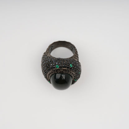 Soupir Black Chunky Oval Band Sterling Silver Ring