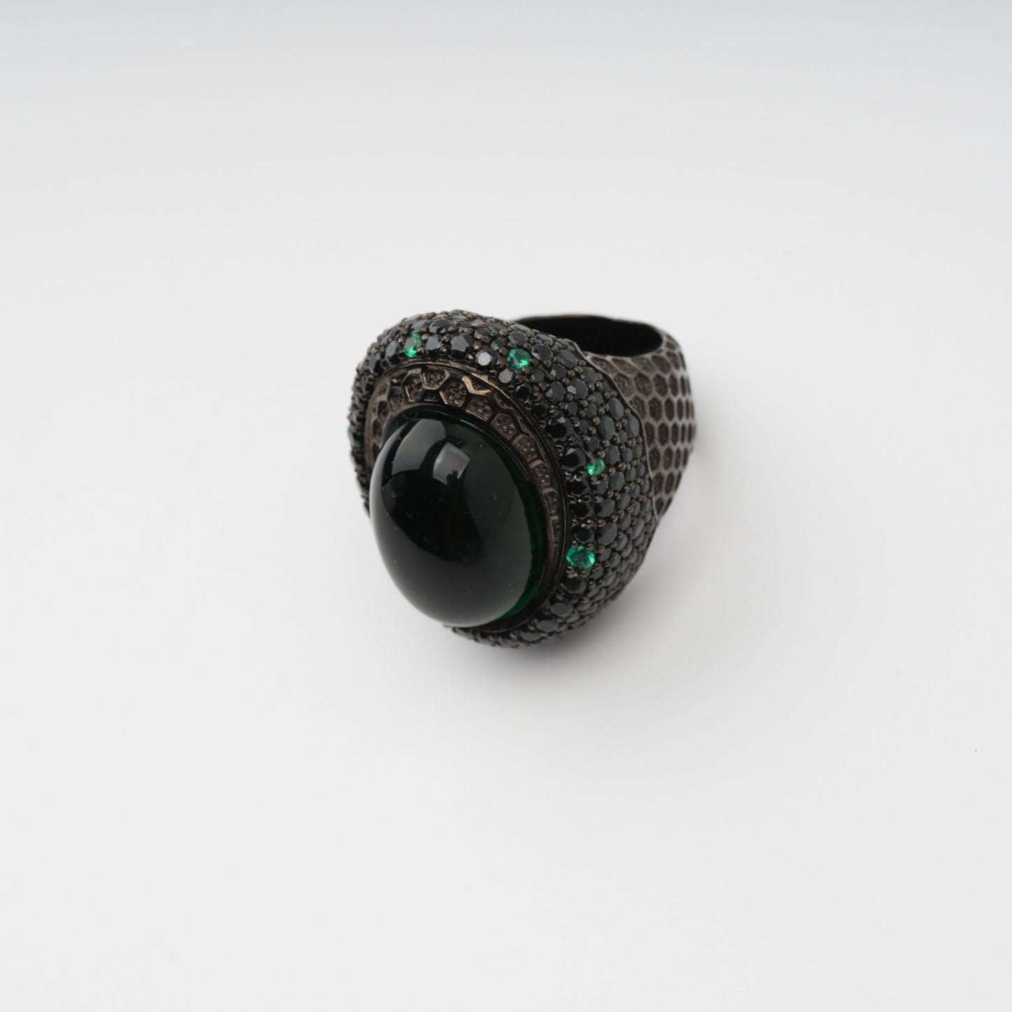 Soupir Black Chunky Oval Band Sterling Silver Ring