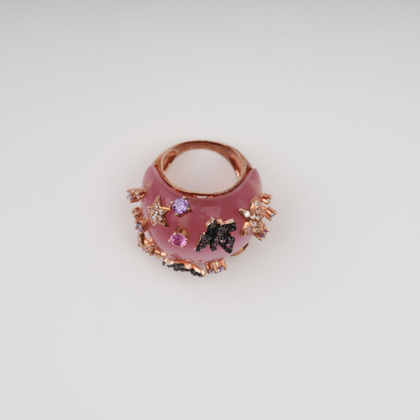 Radieuse Pink Curved Corner Opal Gemstone Ring