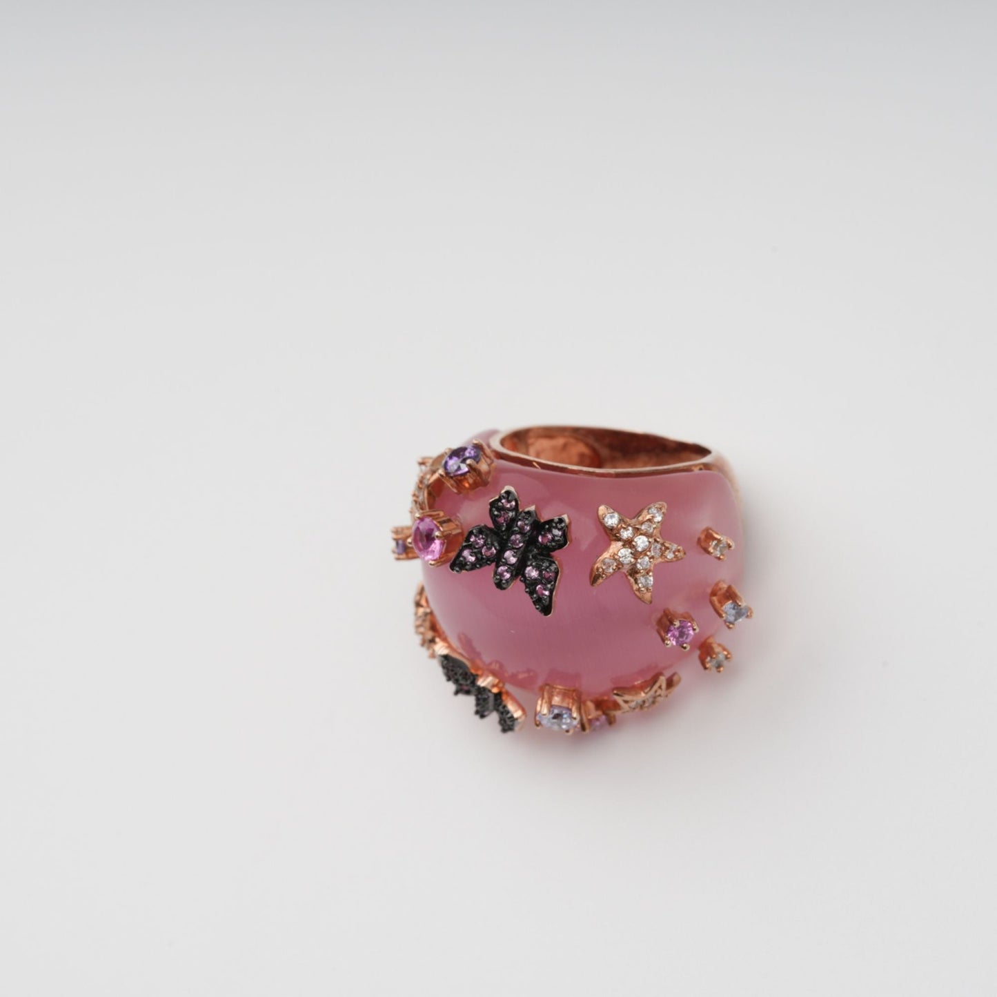 Radieuse Pink Curved Corner Opal Gemstone Ring
