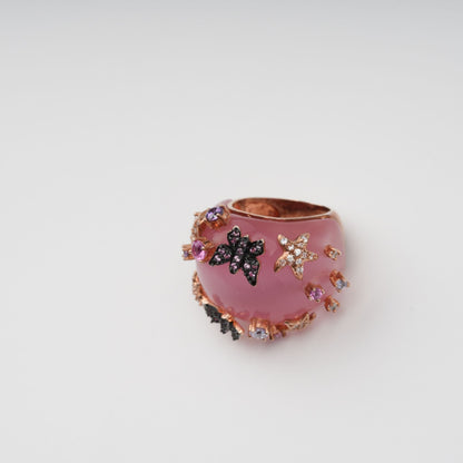 Radieuse Pink Curved Corner Opal Gemstone Ring