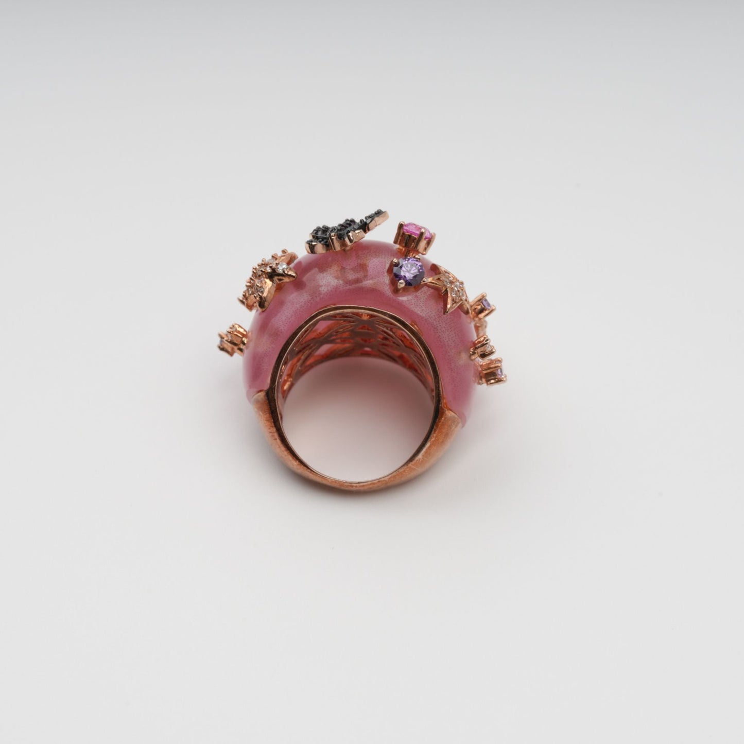 Radieuse Pink Curved Corner Opal Gemstone Ring