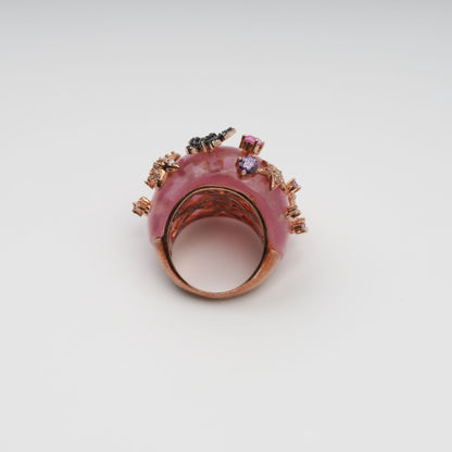 Radieuse Pink Curved Corner Opal Gemstone Ring