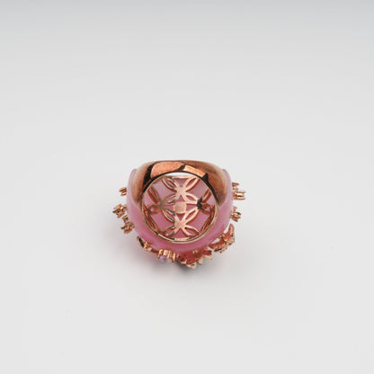 Radieuse Pink Curved Corner Opal Gemstone Ring
