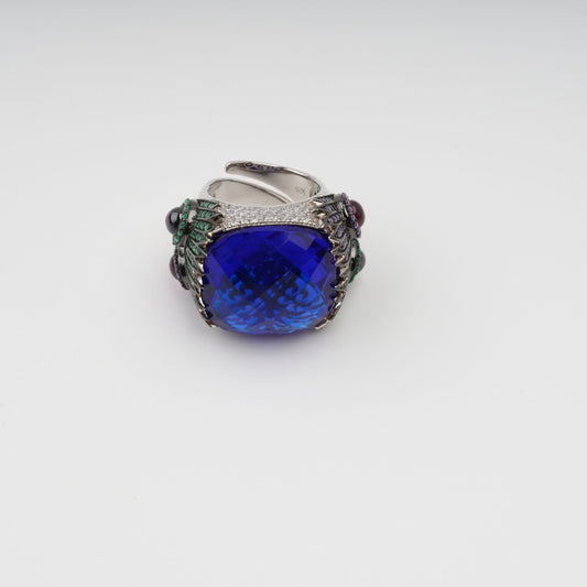 Givre Blue Bezel-Set Adjustable Gemstone Ring