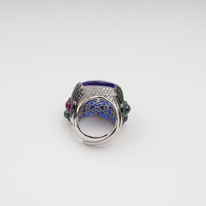 Givre Blue Bezel-Set Adjustable Gemstone Ring