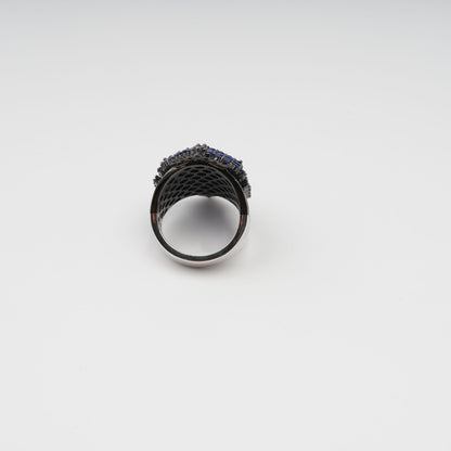Galaxie Blue Dome Shaped Sterling Silver Ring