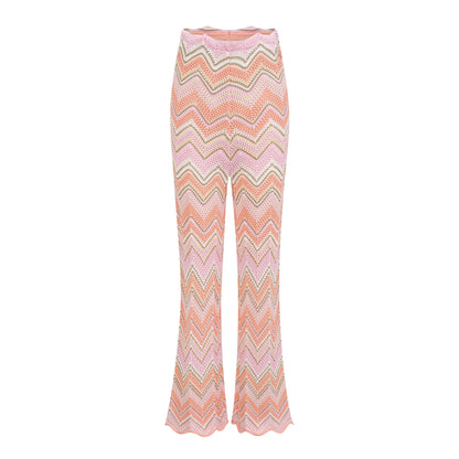 Irina Pink Zigzag Pointelle Knit Matching Set