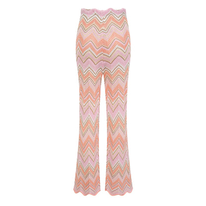 Irina Pink Zigzag Pointelle Knit Matching Set