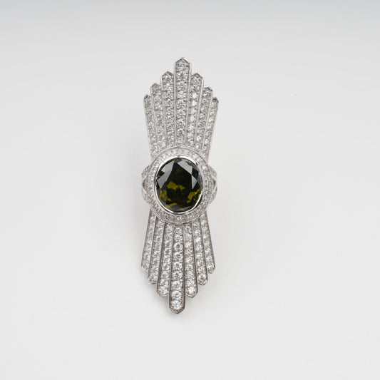 Rosée Green Symmetrical Wing Gemstone Sterling Silver Ring