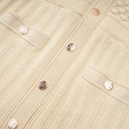 Élodie knitted long-sleeve midi dress in Neutrals