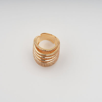 Soupir Gold Tone Multi-Band Adjustable Sterling Silver Ring