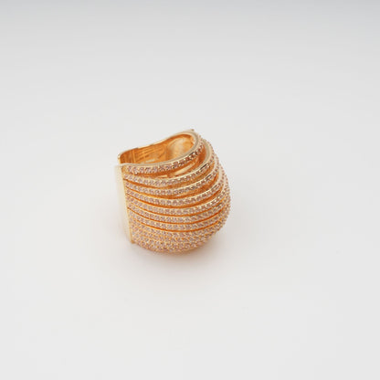 Soupir Gold Tone Multi-Band Adjustable Sterling Silver Ring