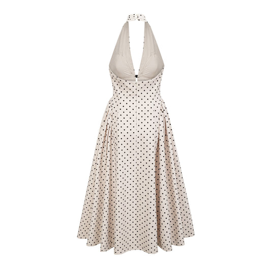 Gitane White Polka Dot Midi Dress