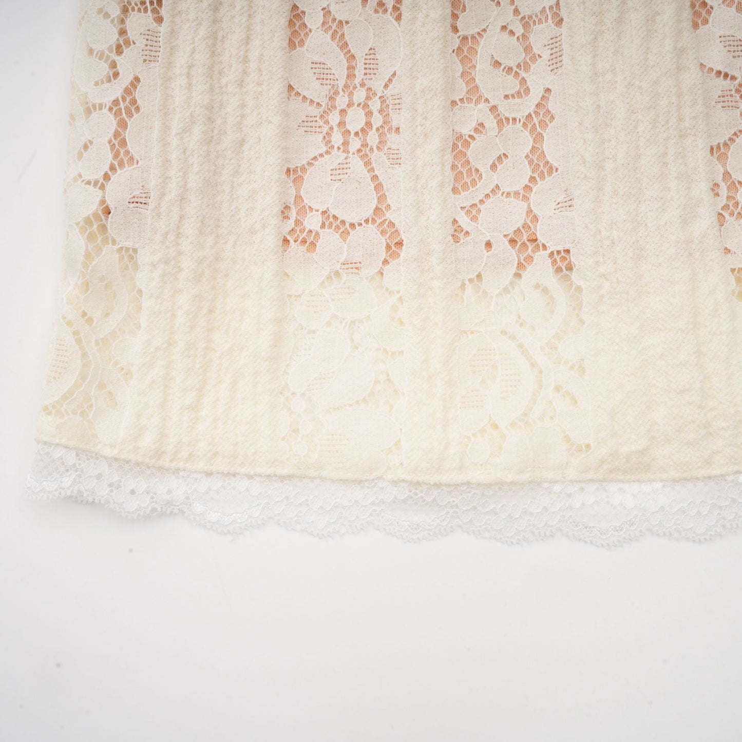 Émeline floral lace flared-cuff mini dress in Neutrals