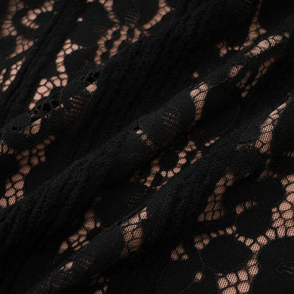 Émeline floral lace flared-cuff midi dress in Black