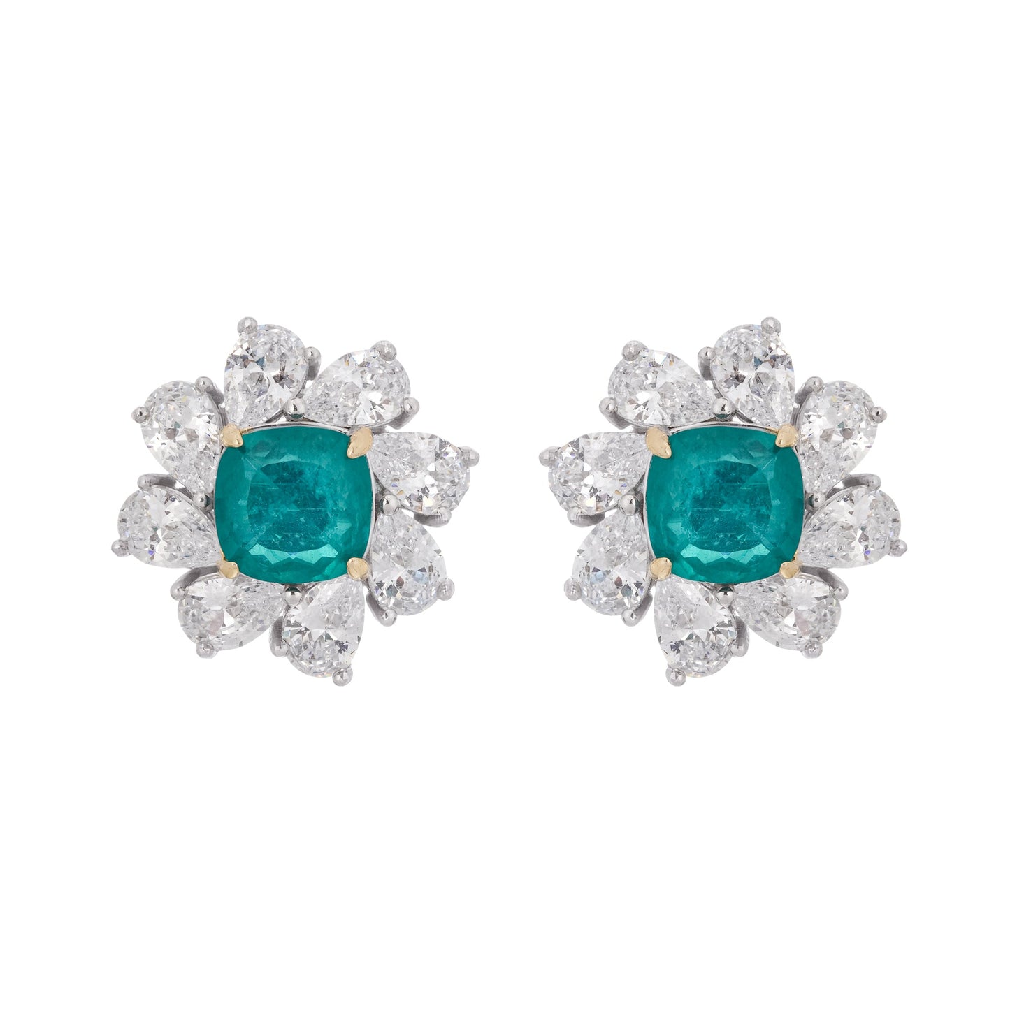 Erica Green Flower Shaped Gemstone Sterling Silver Earrings
