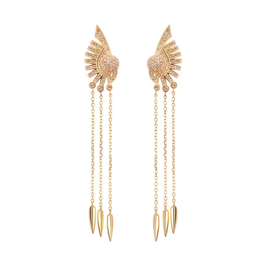 Balch Gold Tone Sun Motif Dangle Silver Earrings