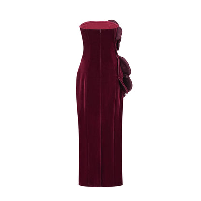 Azura Red Floral Appliqué Maxi Dress