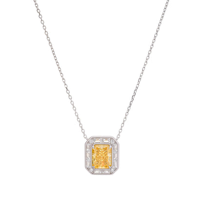 Eini Yellow Square Gemstone Pendant Sterling Silver Necklace