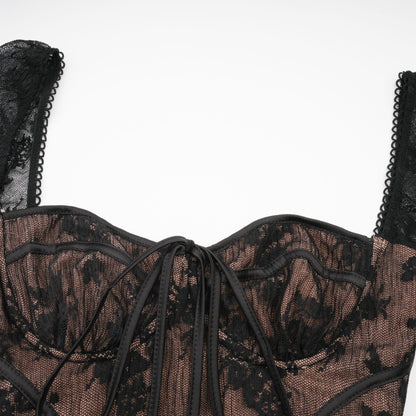 Marlene Black Flared Lace Maxi Dress