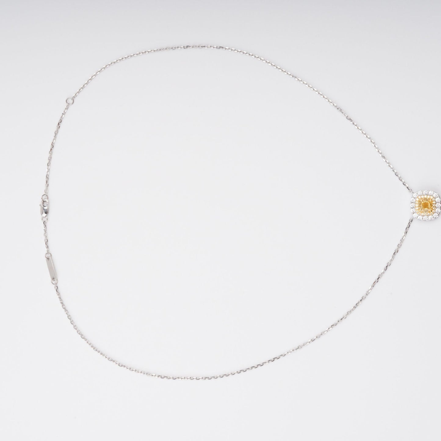 Aava Yellow Square Cut Gemstone Pendant Sterling Silver Necklace