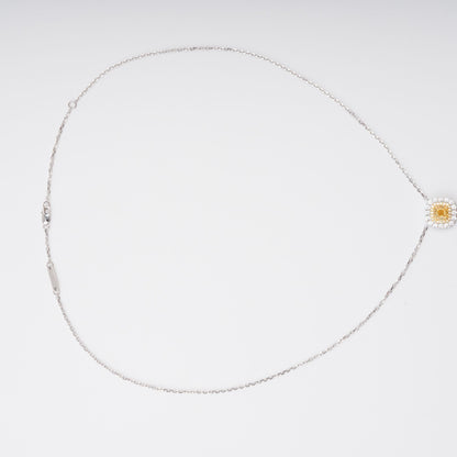 Aava Yellow Square Cut Gemstone Pendant Sterling Silver Necklace