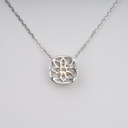 Aava Yellow Square Cut Gemstone Pendant Sterling Silver Necklace