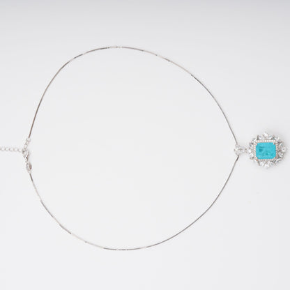 Anneli Aquamarine Floral Gemstone Pendant Sterling Silver Necklace