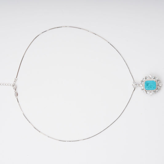 Anneli Aquamarine Floral Gemstone Pendant Sterling Silver Necklace