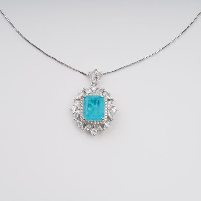 Anneli Aquamarine Floral Gemstone Pendant Sterling Silver Necklace