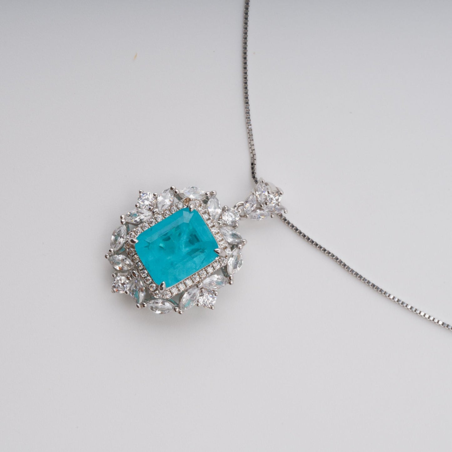 Anneli Aquamarine Floral Gemstone Pendant Sterling Silver Necklace