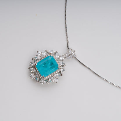 Anneli Aquamarine Floral Gemstone Pendant Sterling Silver Necklace