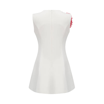 Véronique white 3d-petal sleeveless mini dress