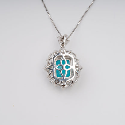 Anneli Aquamarine Floral Gemstone Pendant Sterling Silver Necklace