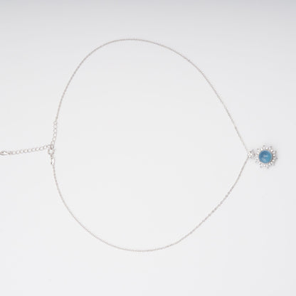 Mielikki Blue Oval Gemstone Pendant Sterling Silver Necklace