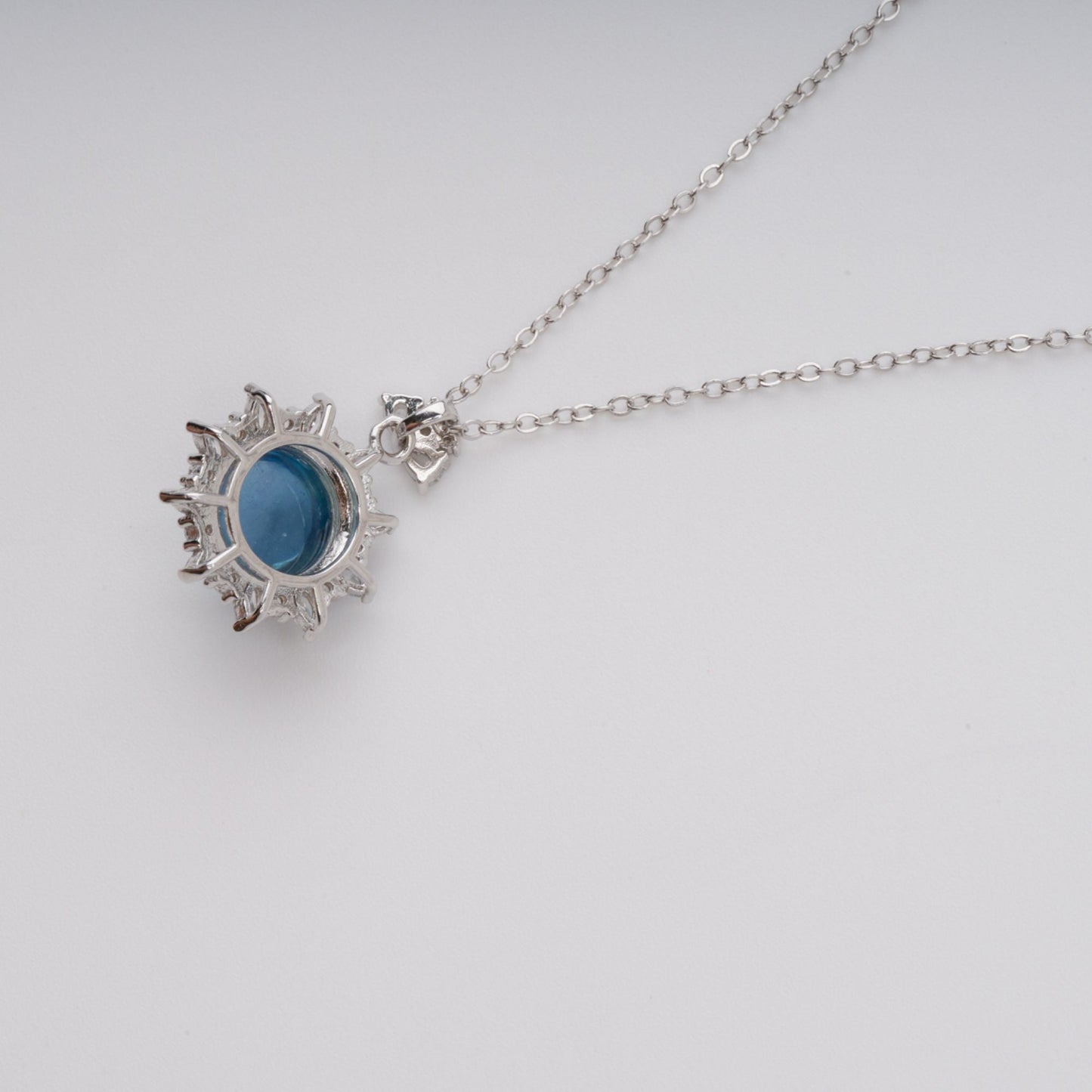 Mielikki Blue Oval Gemstone Pendant Sterling Silver Necklace