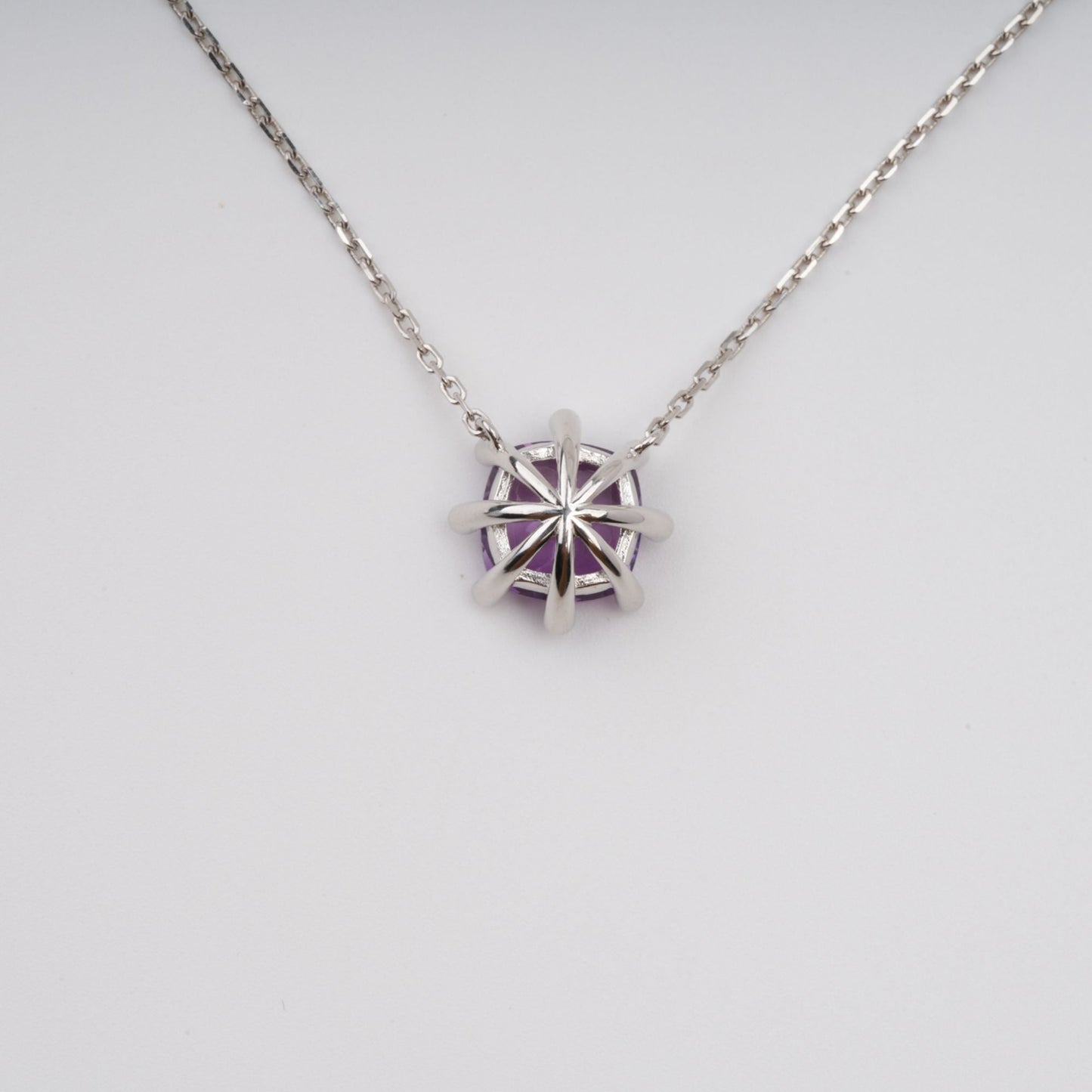 Giannetta Purple Square Cut Gemstone Pendant Sterling Silver Necklace