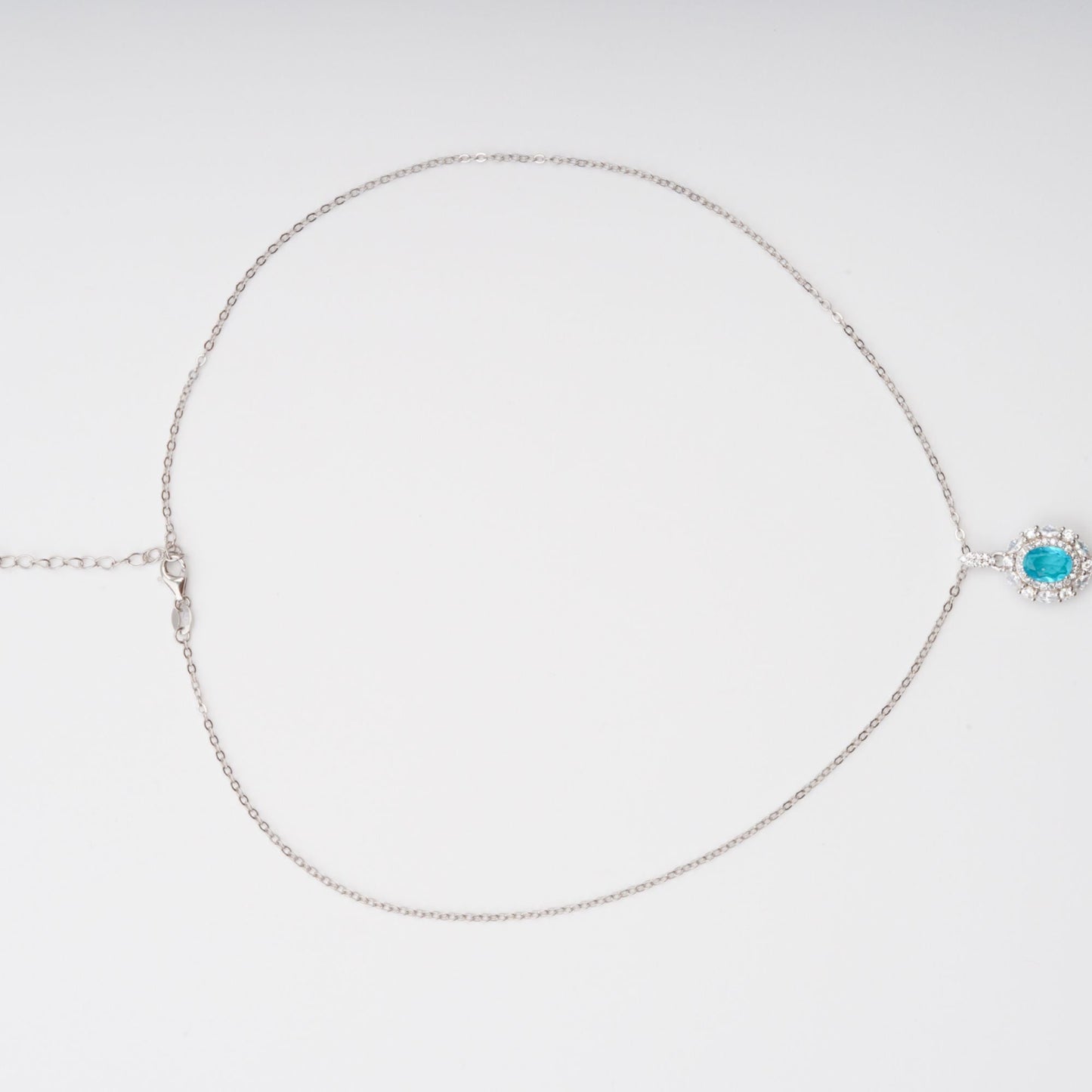 Annina Blue Oval Gemstone Pendant Sterling Silver Necklace