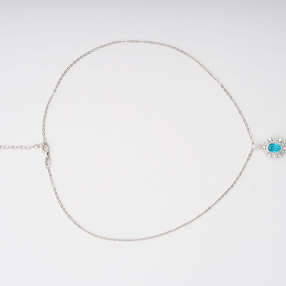 Annina Blue Oval Gemstone Pendant Sterling Silver Necklace