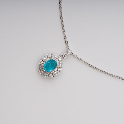 Annina Blue Oval Gemstone Pendant Sterling Silver Necklace