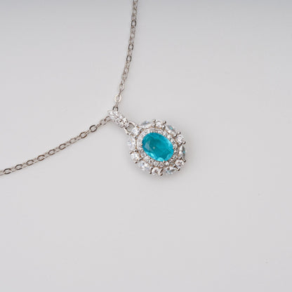 Annina Blue Oval Gemstone Pendant Sterling Silver Necklace